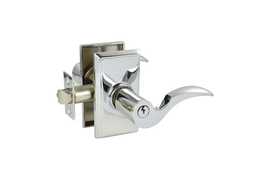 Emtek American Classic Cortina Keyed Entry Door Lever with Rectangular Rosette