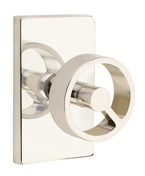 Emtek Contemporary Spoke Interior Door Knob with Modern Rectangular Rosette